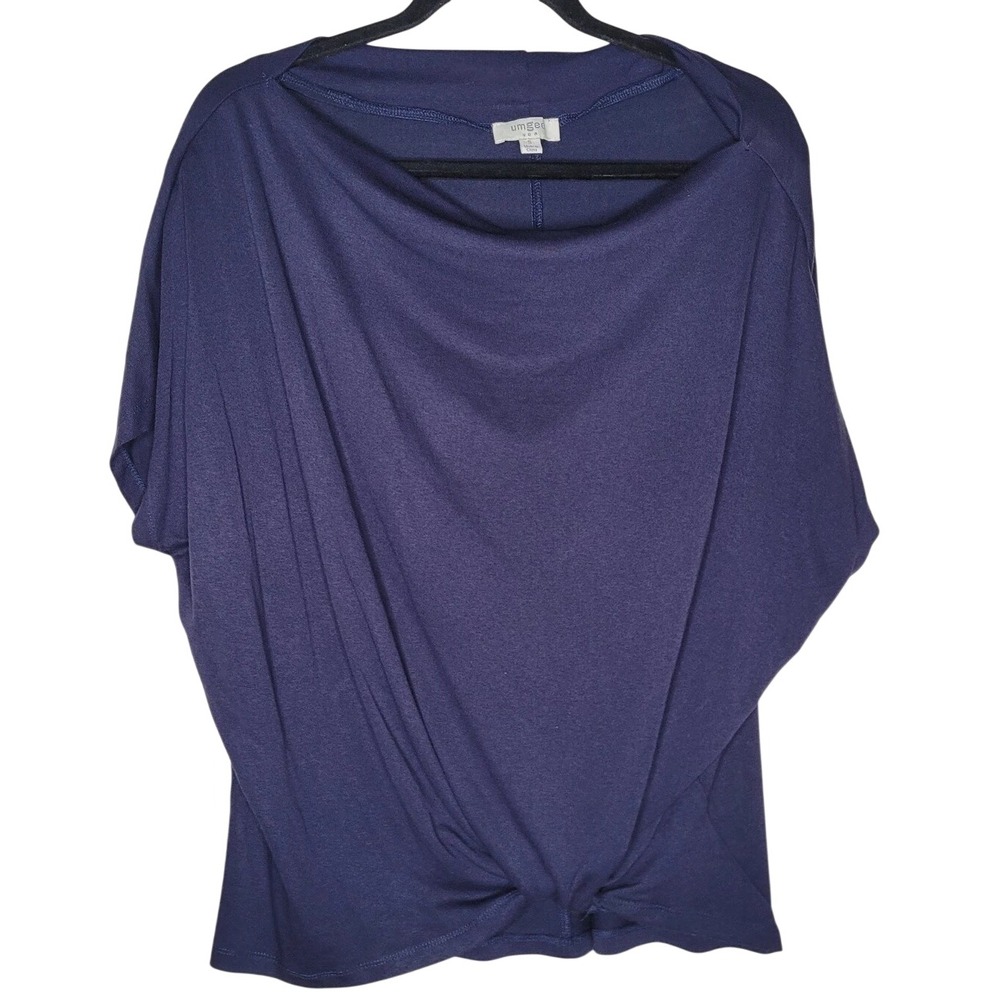Umgee Sz S Navy Knit Twist Front Tunic Top Boat Neck Dolman Sleeve
